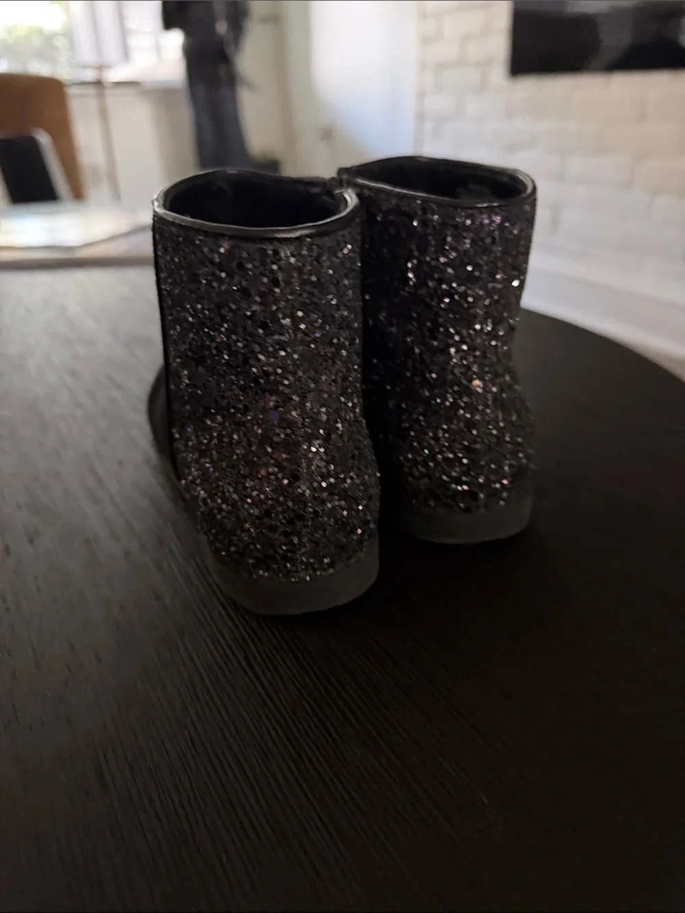 Jcrew size K13 - Black Suede Ankle Boots with Glitter Heel Accent